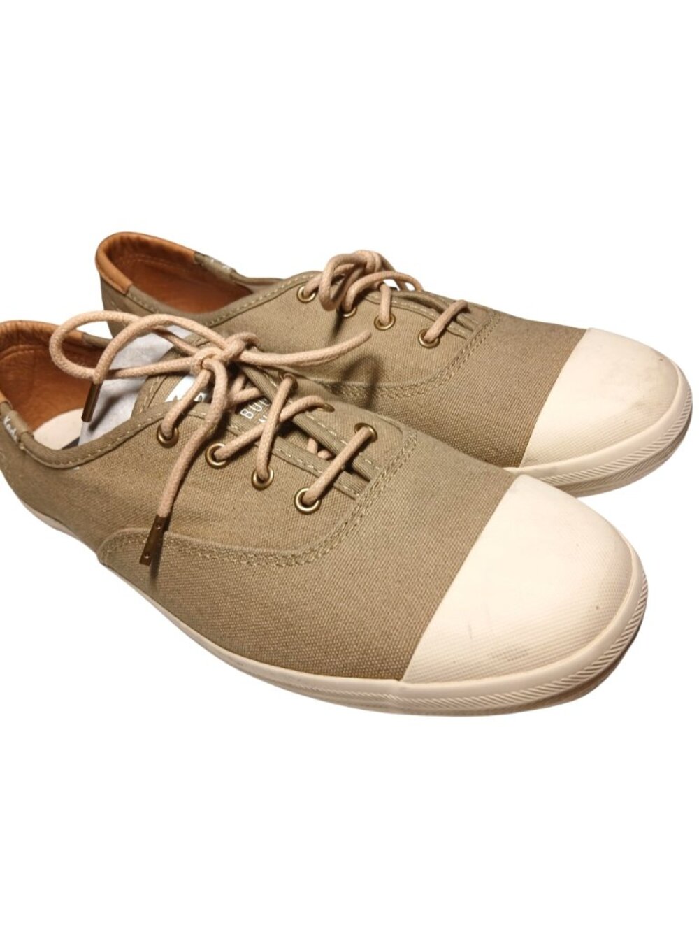 Keds x Forestbound Champion Womens Khaki Taupe Canvas Sneakers Size 8 Rubber Toe - Picture 2 of 12